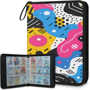 Colorful Abstract Shapes 4 Pocket Card Binder, Card Album Trading Card Binders Capacity for 400 Cards, Waterproof Anti-Scratch Card Holder for Collectible Cards, Game Card, Sports Trading Cards