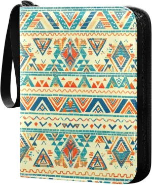 Colorful Aztec Pattern Card Binder, 400 Pockets Card Holder with 50 Sleeves, Sturdy Card Holder Folders for Game Cards & Sports Cards