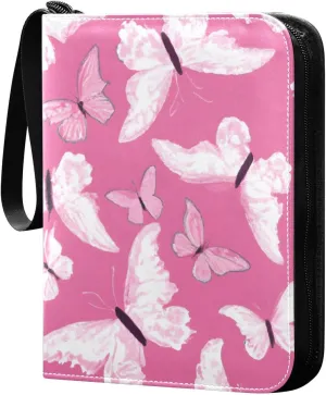 Colorful Butterflies Card Binder 4-Pockets, 400 Pockets Card Holder with 50 Removable Sleeves, Trading Card Collector Zipper Album Holder, Collector Album