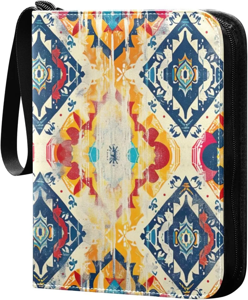Colorful Ethnic Pattern Card Binder, 400 Pockets Card Holder with 50 Sleeves, Sturdy Card Holder Folders for Game Cards & Sports Cards