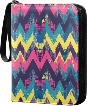 Colorful Zigzag Pattern Card Binder, 400 Pockets Card Holder with 50 Sleeves, Sturdy Card Holder Folders for Game Cards & Sports Cards