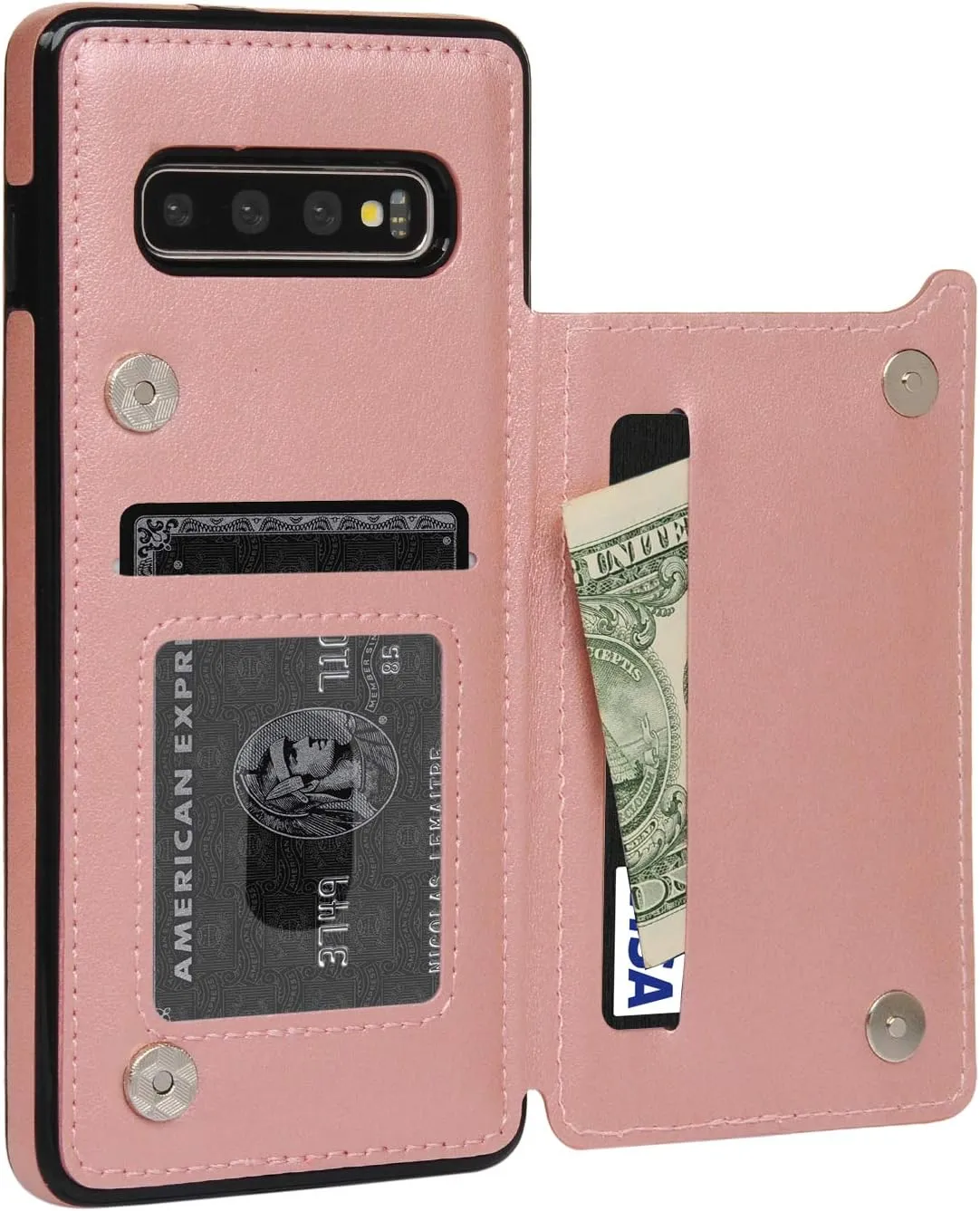 Compatible with Galaxy S10 Case Wallet, Case with Card Holder Embossed Butterfly Slim Folio Leather Cover Shockproof Kickstand with Credit Card Slot Protective Skin for Galaxy S10, Gold