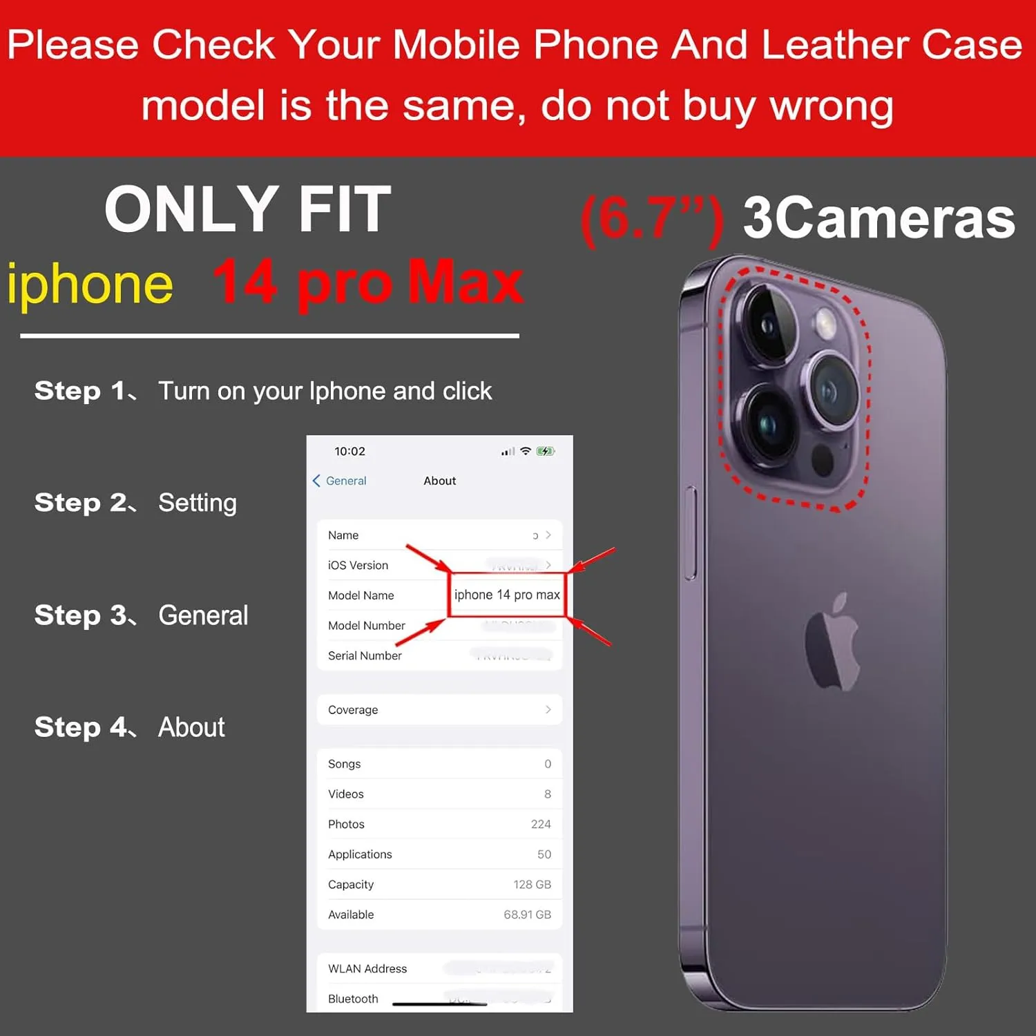 Compatible with iPhone 14 Pro Max Wallet Case with Card Holder, Genuine Leather Flip Folio Cover with Adjustable Kickstand,Magnetic Closure,Shockproof&Anti-Fingerprint, Blue