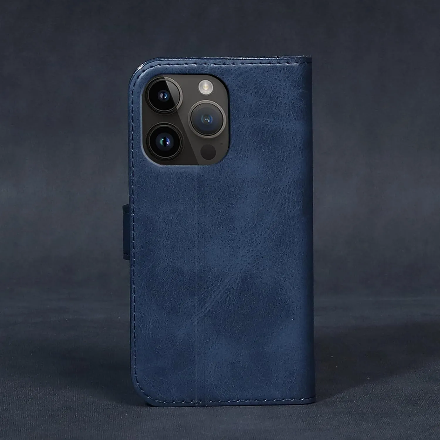 Compatible with iPhone 14 Pro Max Wallet Case with Card Holder, Genuine Leather Flip Folio Cover with Adjustable Kickstand,Magnetic Closure,Shockproof&Anti-Fingerprint, Blue