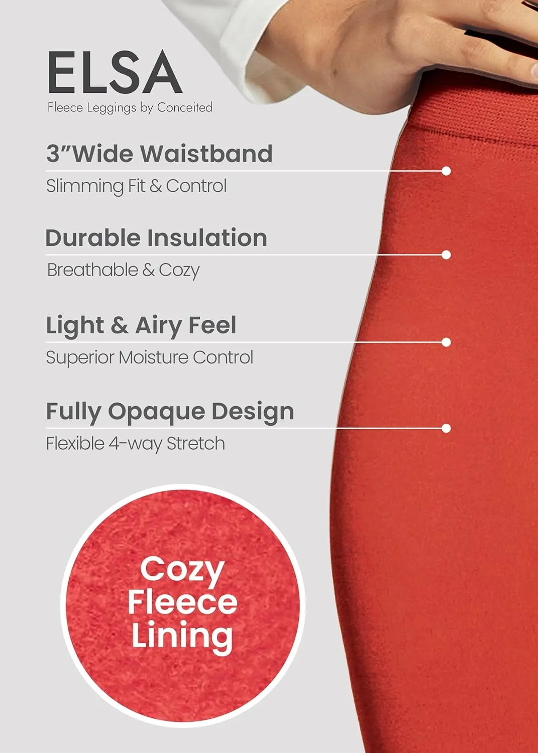 Conceited Fleece Lined Leggings Women - Regular and Plus Size Tights - Premium Fabric in Many Colors