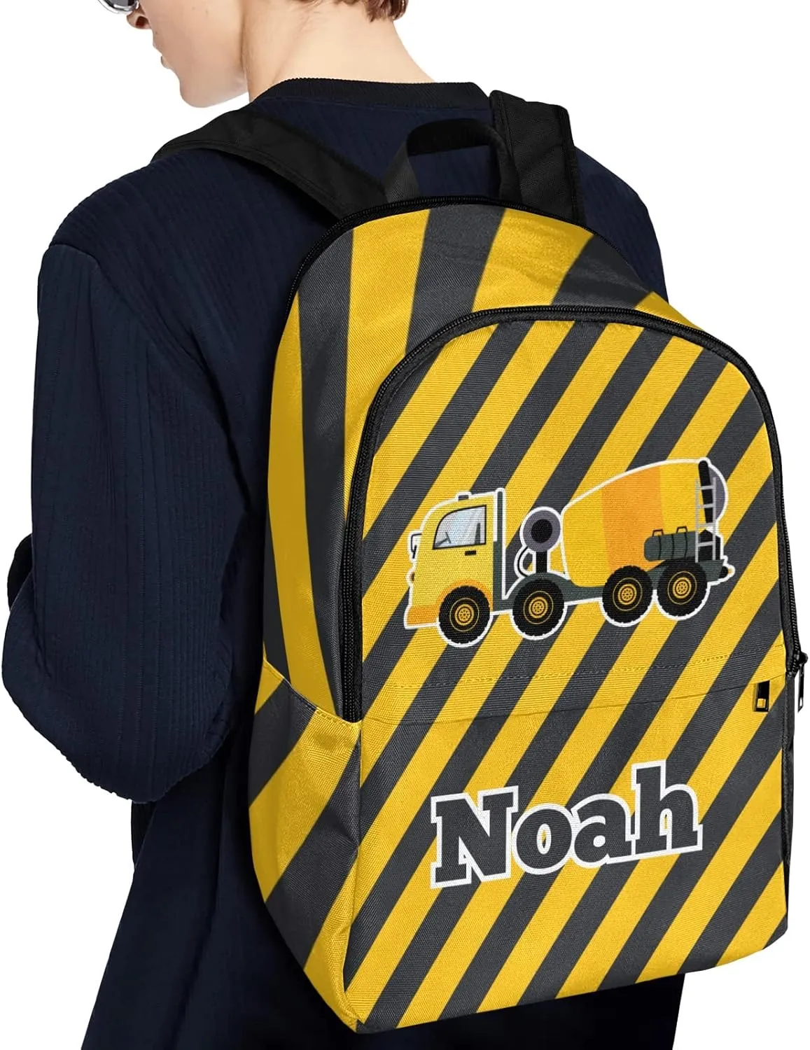 Construction Machinery Truck Personalized Backpack for Teen Boys Girls,Custom Travel Backpack Bookbag Casual Bag with Name Gift