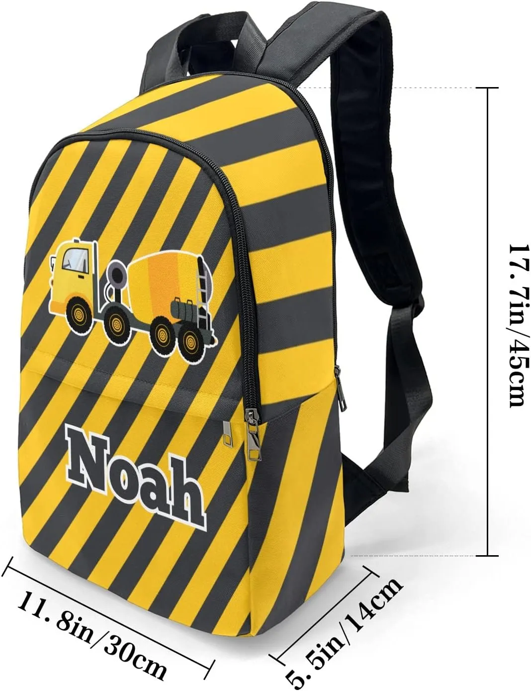 Construction Machinery Truck Personalized Backpack for Teen Boys Girls,Custom Travel Backpack Bookbag Casual Bag with Name Gift