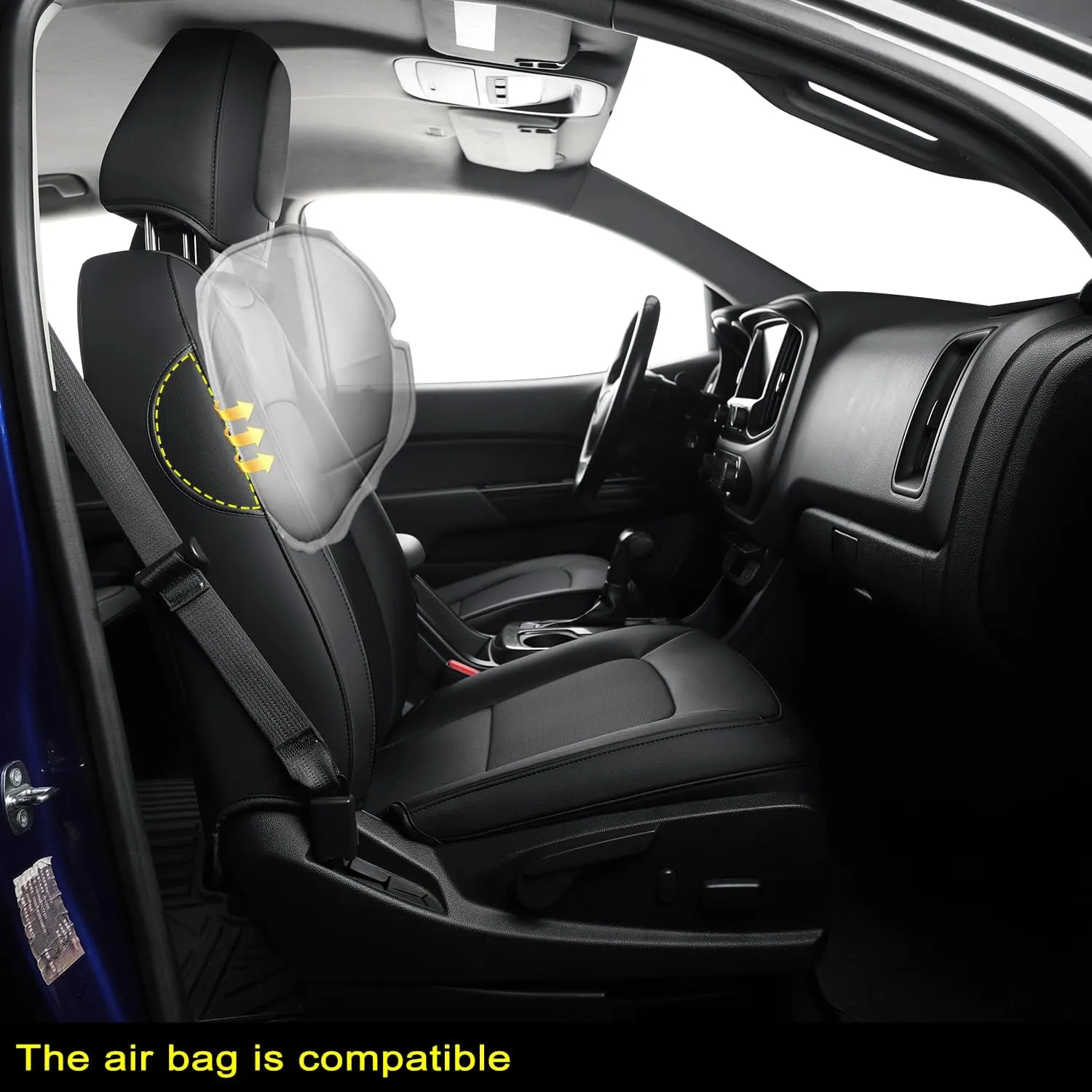 Covertopia K3 Canyon Seat Covers, fit for 2015-2022 GMC Canyon Crew Cab SLE Denali SLT AT4 Base Elevation with Water Proof Faux Leather(Full Set, Black)