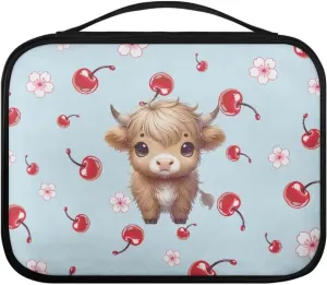 Cow Cherry Cute Bible Cover Case for Women Trendy Waterproof Large Bible Case with Bible Cover for Women Bible Carrying Cases Bible Pack with Top Handle