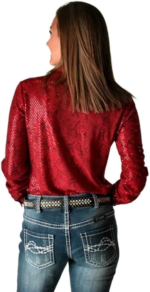 Cowgirl Tuff Western Shirt Womens L/S Button Snakeskin Red 100685