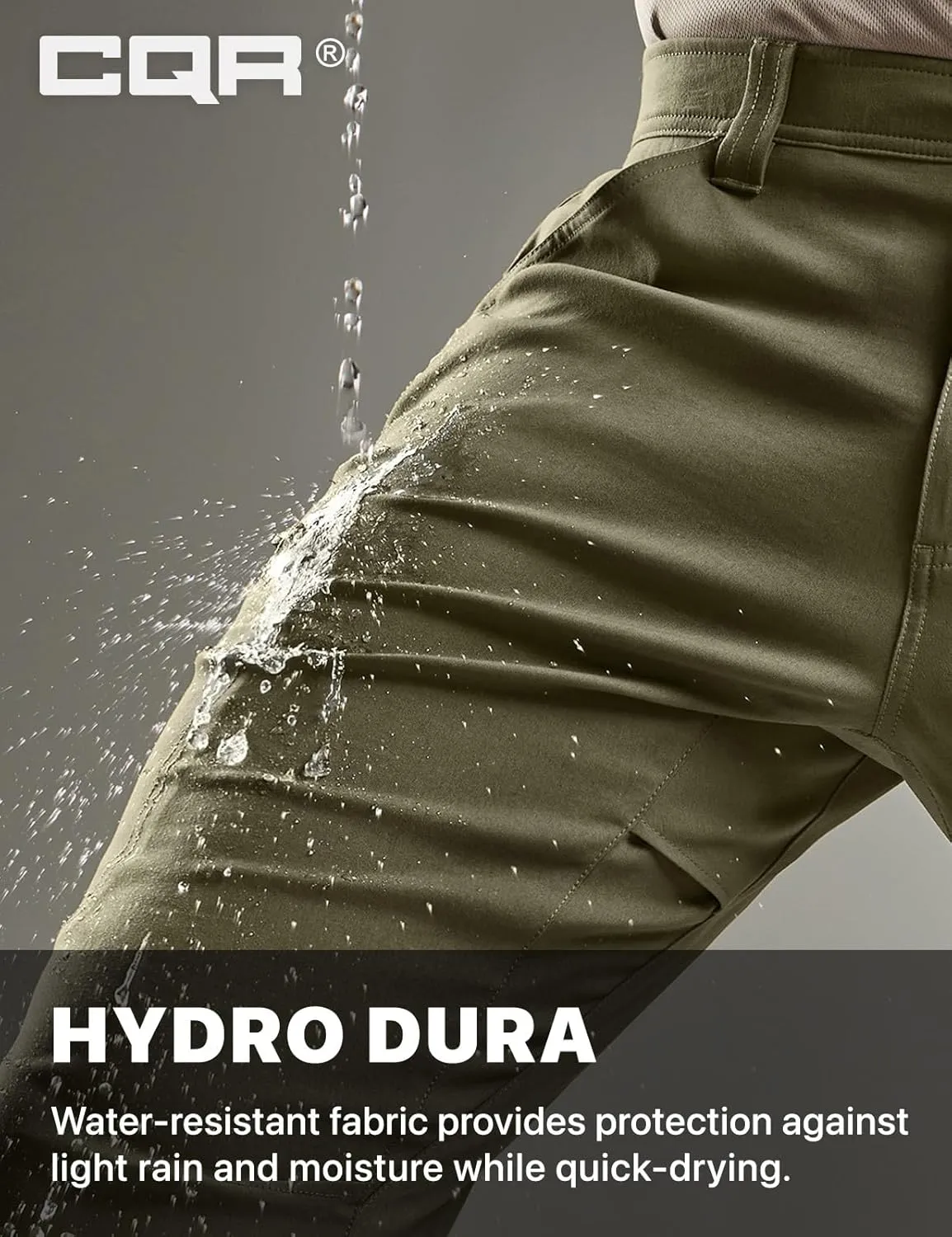 CQR Men's Cool Flex Tactical Pants, Water Resistant Lightweight Stretch Cargo Work Hiking Pants