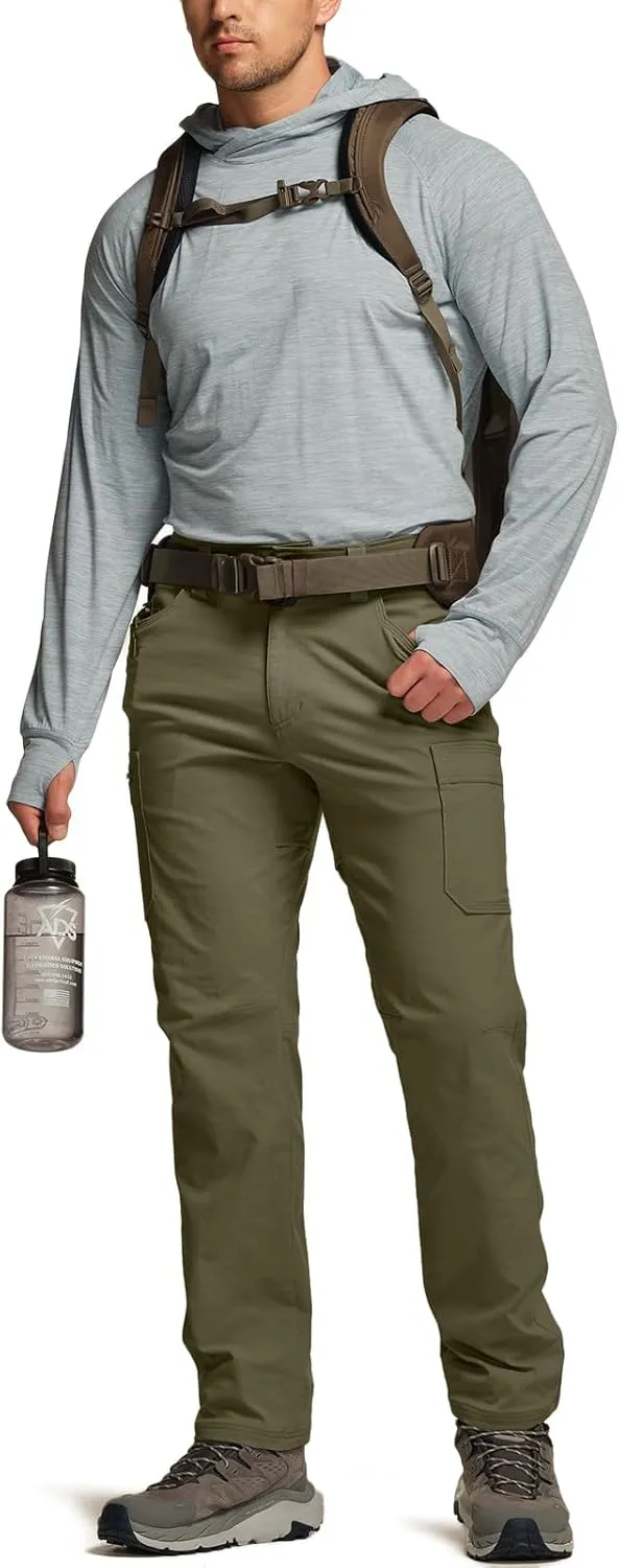 CQR Men's Cool Flex Tactical Pants, Water Resistant Lightweight Stretch Cargo Work Hiking Pants