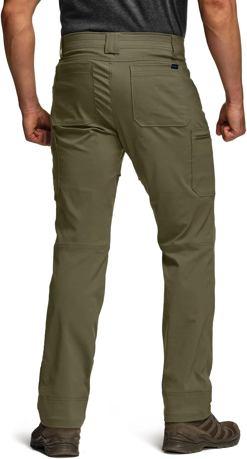 CQR Men's Cool Flex Tactical Pants, Water Resistant Lightweight Stretch Cargo Work Hiking Pants