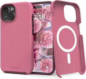 Crave Dual Guard Compatible with iPhone 15 Case, Compatible with MagSafe Shockproof Protection Dual Layer Case for Apple iPhone 15 (6.1") - Berry