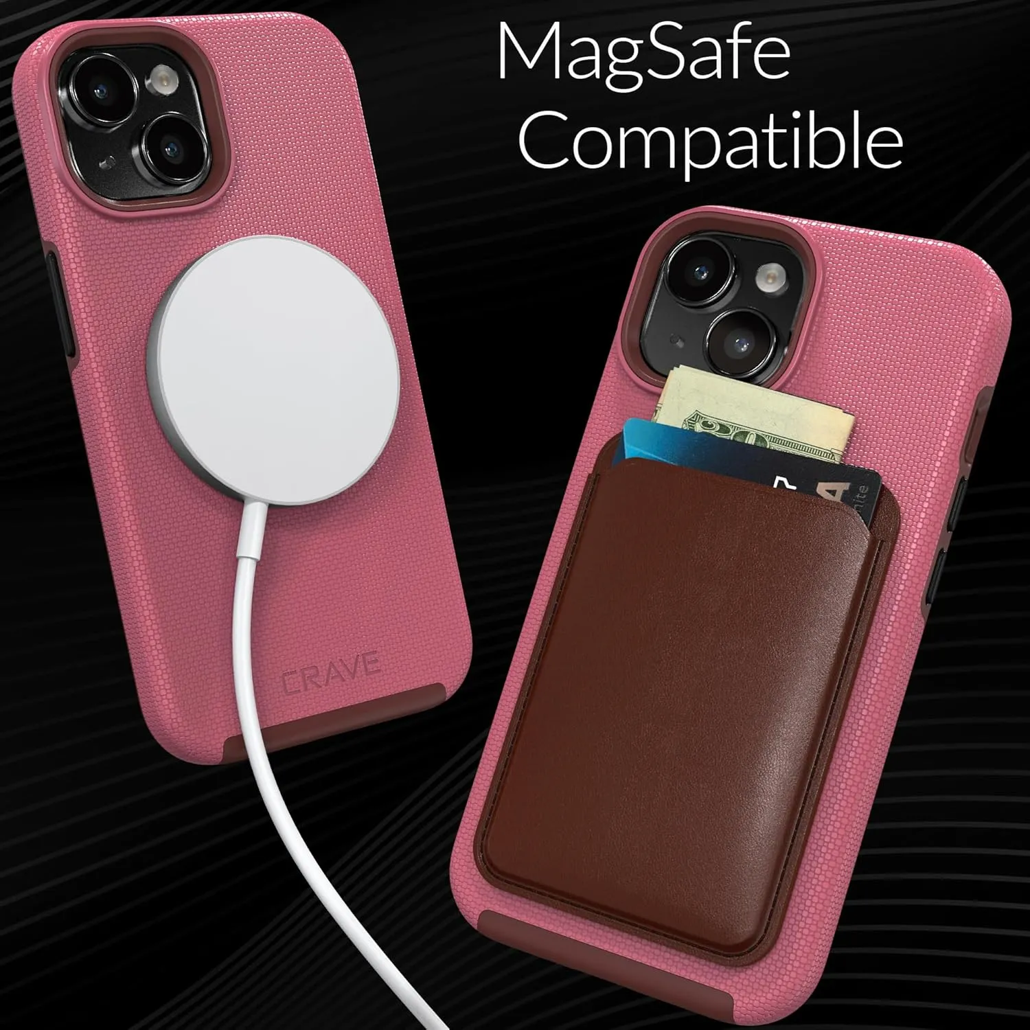 Crave Dual Guard Compatible with iPhone 15 Case, Compatible with MagSafe Shockproof Protection Dual Layer Case for Apple iPhone 15 (6.1") - Berry