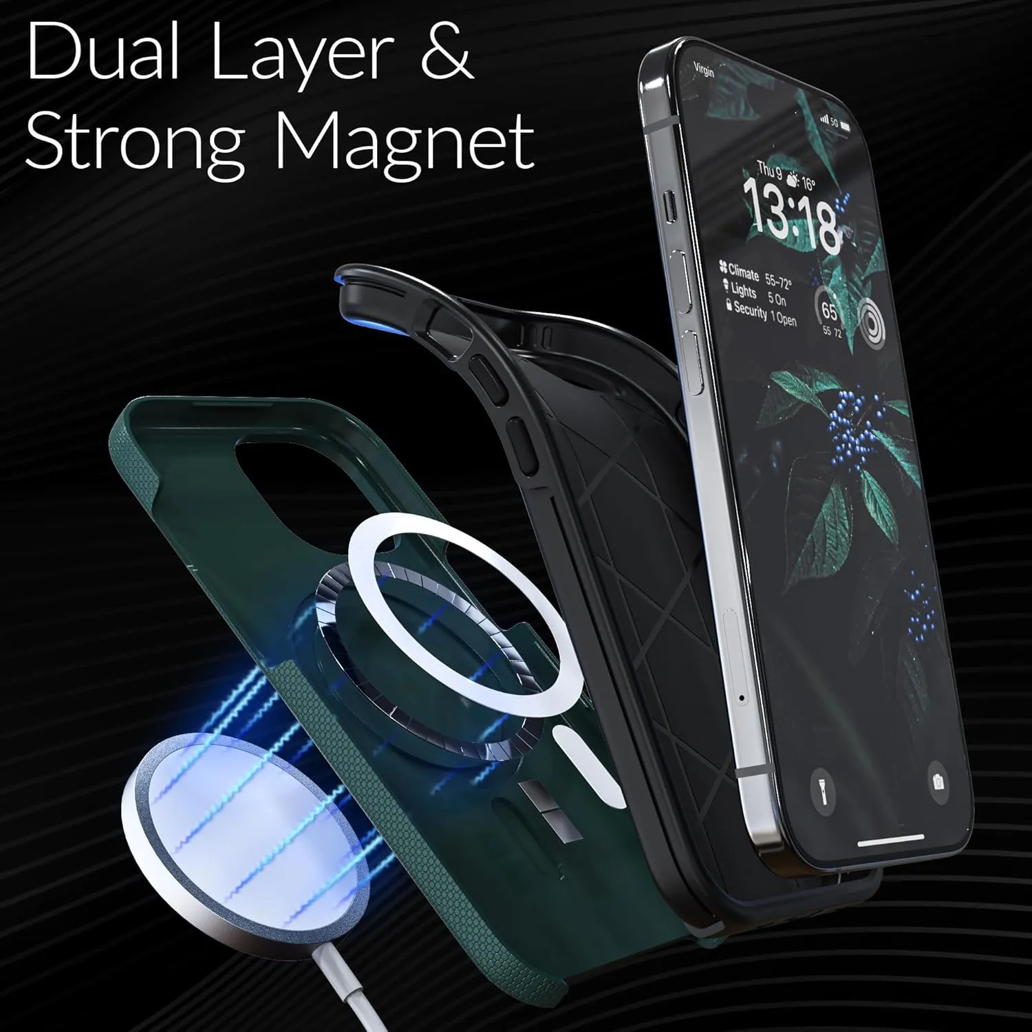 Crave Dual Guard Compatible with iPhone 15 Case, Compatible with MagSafe Shockproof Protection Dual Layer Case for Apple iPhone 15 (6.1") - Forest Green