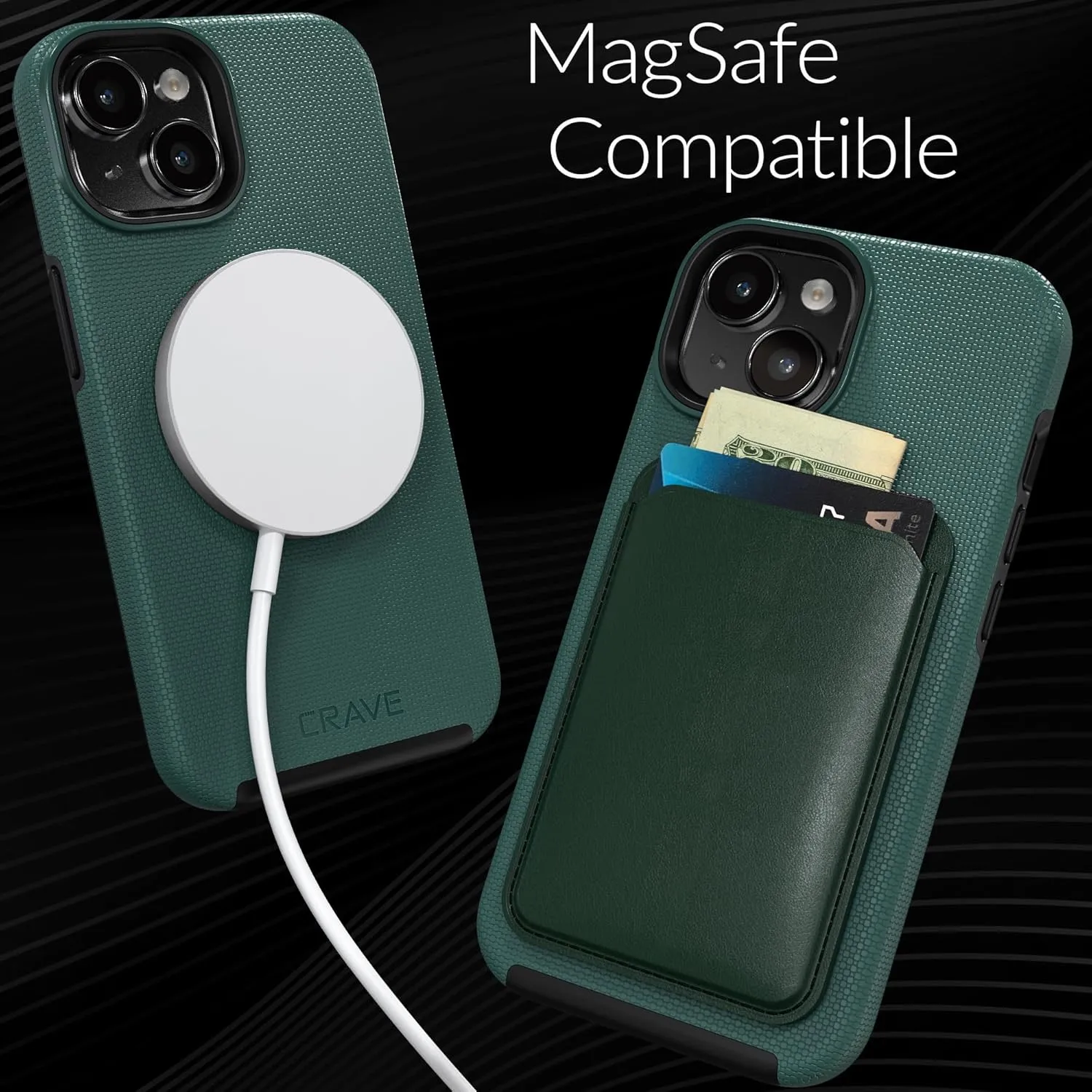 Crave Dual Guard Compatible with iPhone 15 Case, Compatible with MagSafe Shockproof Protection Dual Layer Case for Apple iPhone 15 (6.1") - Forest Green