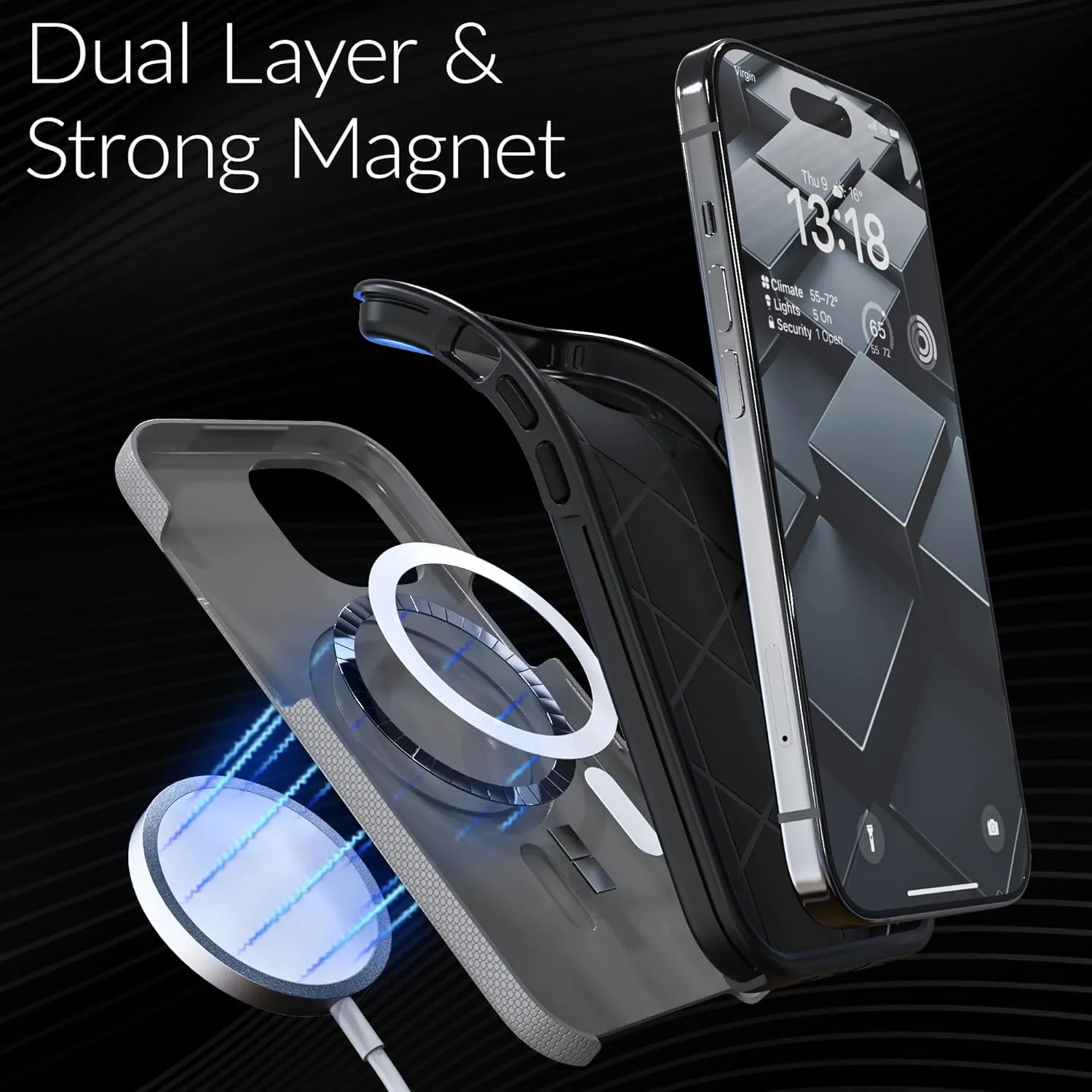 Crave Dual Guard Compatible with iPhone 15 Case, Compatible with MagSafe Shockproof Protection Dual Layer Case for Apple iPhone 15 (6.1") - Slate