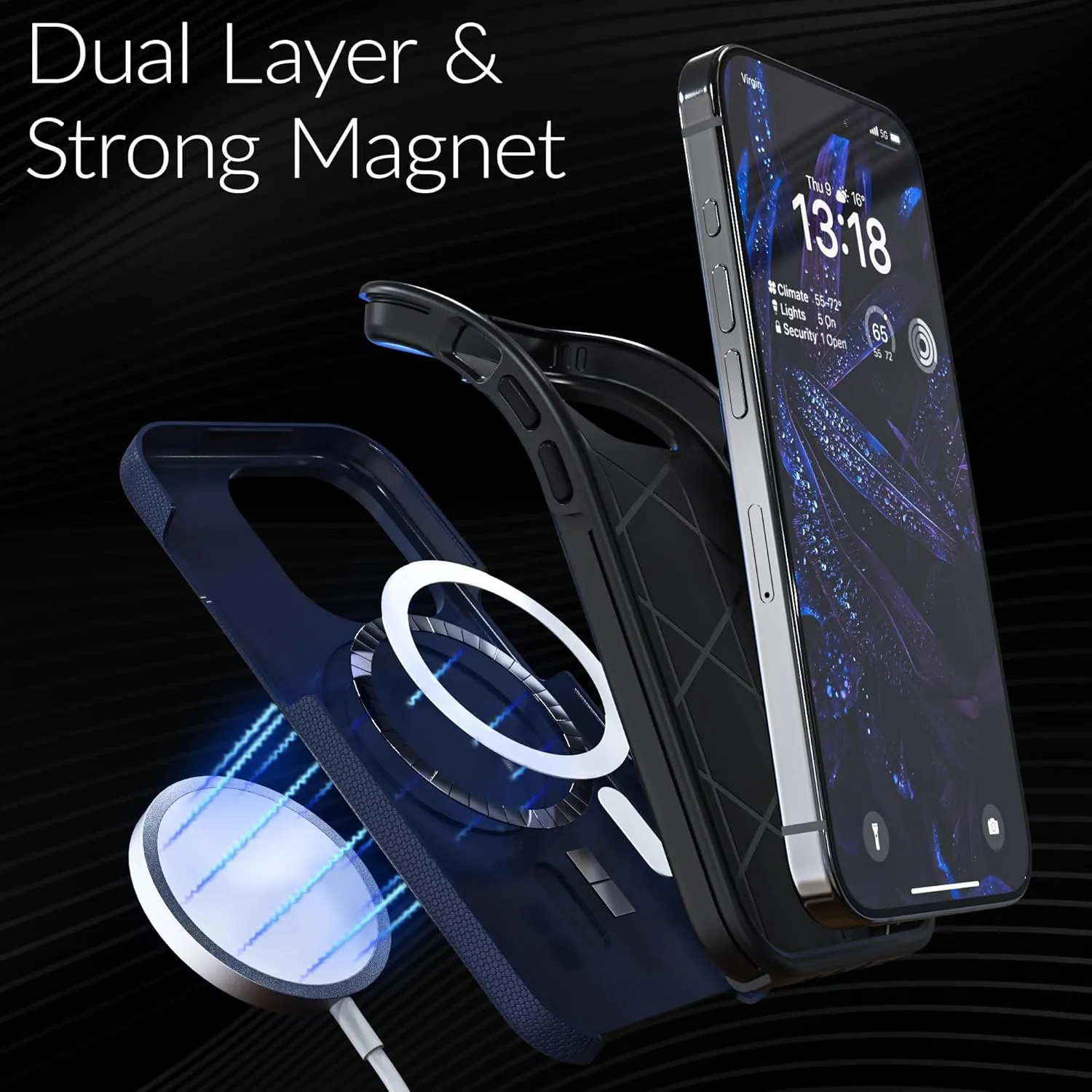 Crave Dual Guard for iPhone 15 Pro Case, Compatible with MagSafe Shockproof Protection Dual Layer Case for Apple iPhone 15 Pro (6.1") - Navy