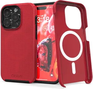 Crave Dual Guard for iPhone 15 Pro Case, Compatible with MagSafe Shockproof Protection Dual Layer Case for Apple iPhone 15 Pro (6.1") - Red