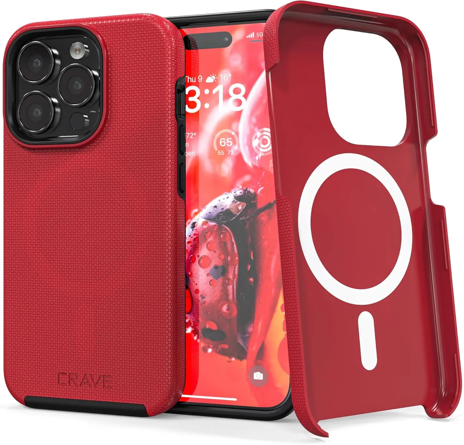 Crave Dual Guard for iPhone 15 Pro Case, Compatible with MagSafe Shockproof Protection Dual Layer Case for Apple iPhone 15 Pro (6.1") - Red