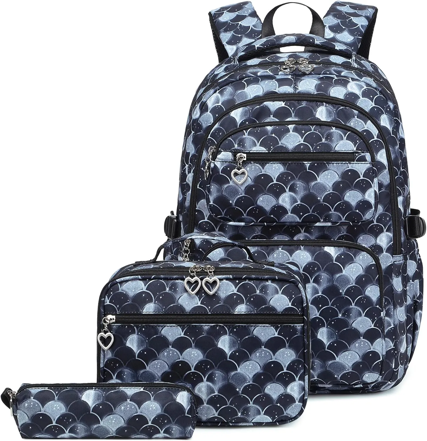 Createy 3Pcs Mermaid Backpack for Girls Backpacks Elementary Primary Middle School Bag Kids Backpack with Lunch Box Teen BookBags Set