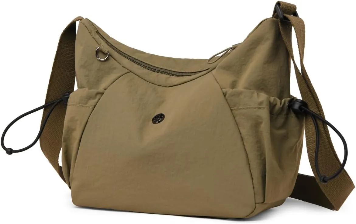 Crescent Crossbody Bags for Women,Nylon Slouchy Sling Hobo Bag Water Repellent Shoulder Handbag Cross body Purse