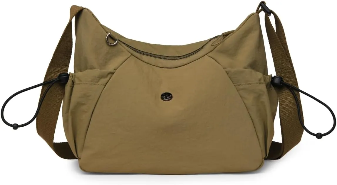 Crescent Crossbody Bags for Women,Nylon Slouchy Sling Hobo Bag Water Repellent Shoulder Handbag Cross body Purse