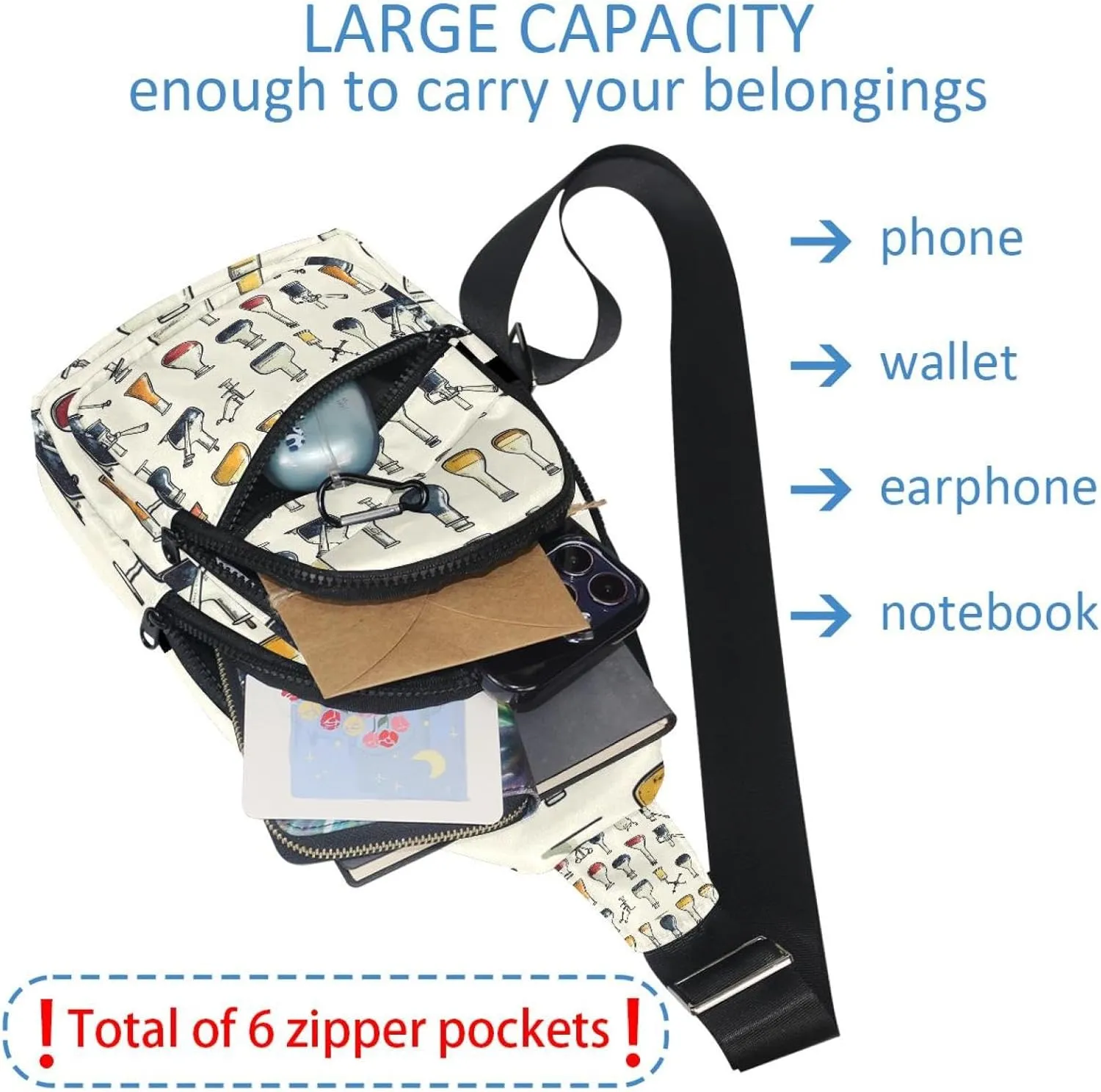 Crossbody Bags for Women Men chemical lab scientific experiment (3) Sling Bag Bakpack Casual Chest Bag with Convertible Shoulder Strap