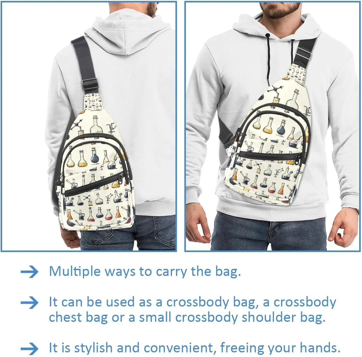 Crossbody Bags for Women Men chemical lab scientific experiment (3) Sling Bag Bakpack Casual Chest Bag with Convertible Shoulder Strap