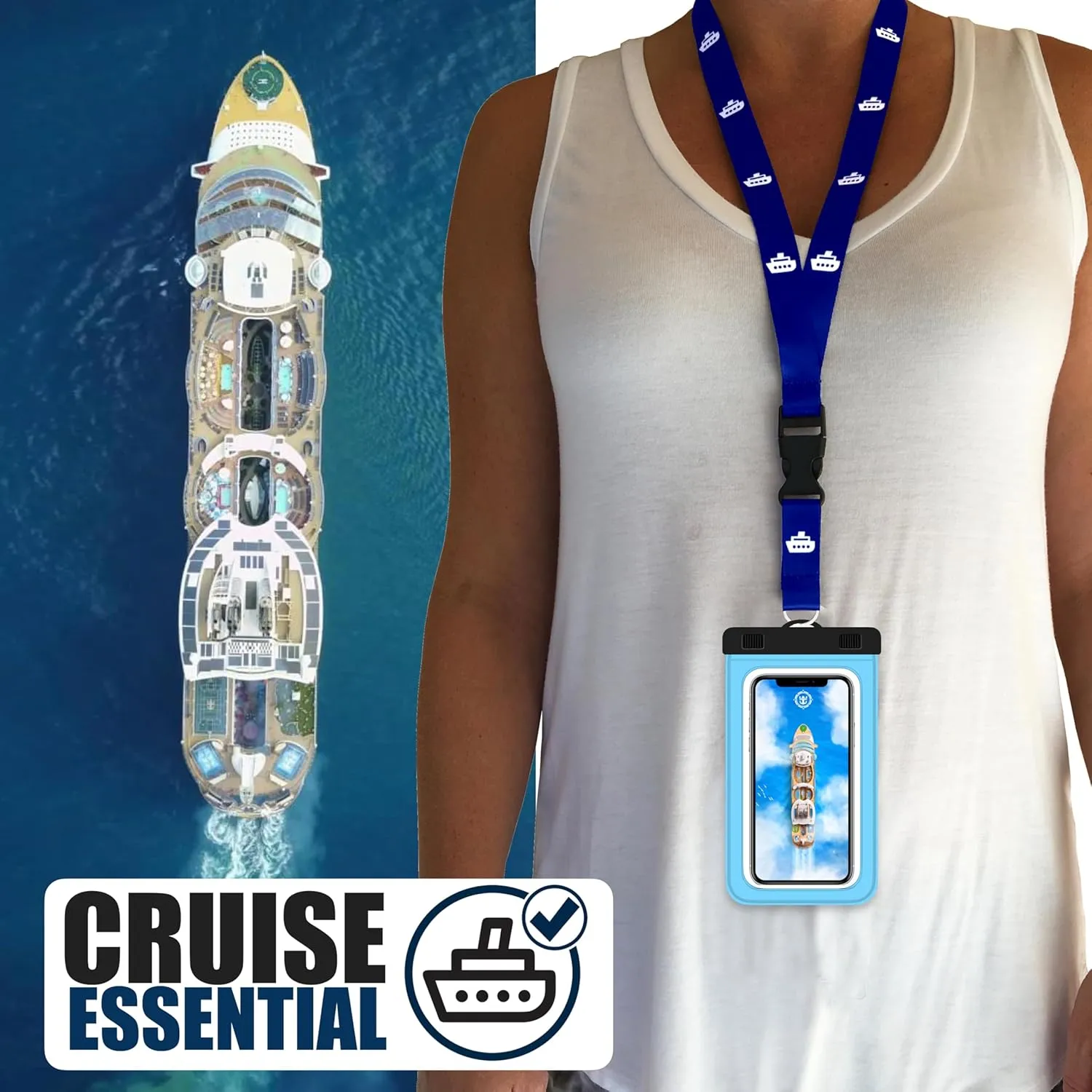 Cruise On Lanyards Waterproof Phone Pouch w/Touch Screen, Extra Large Dry Case for 7” Phones (iPhone 15 14 13 Max, Galaxy S24 Ultra, Pixel 8, OnePlus 12, Motorola) – 2-Pack for Travel & Beach Safety