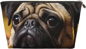 Cry Pug Cosmetic Bag Pu Leather Waterproof Makeup Bag Portable Travel Toiletry Bag Organizer Gold Zipper Pouch For Women Ladies Gift