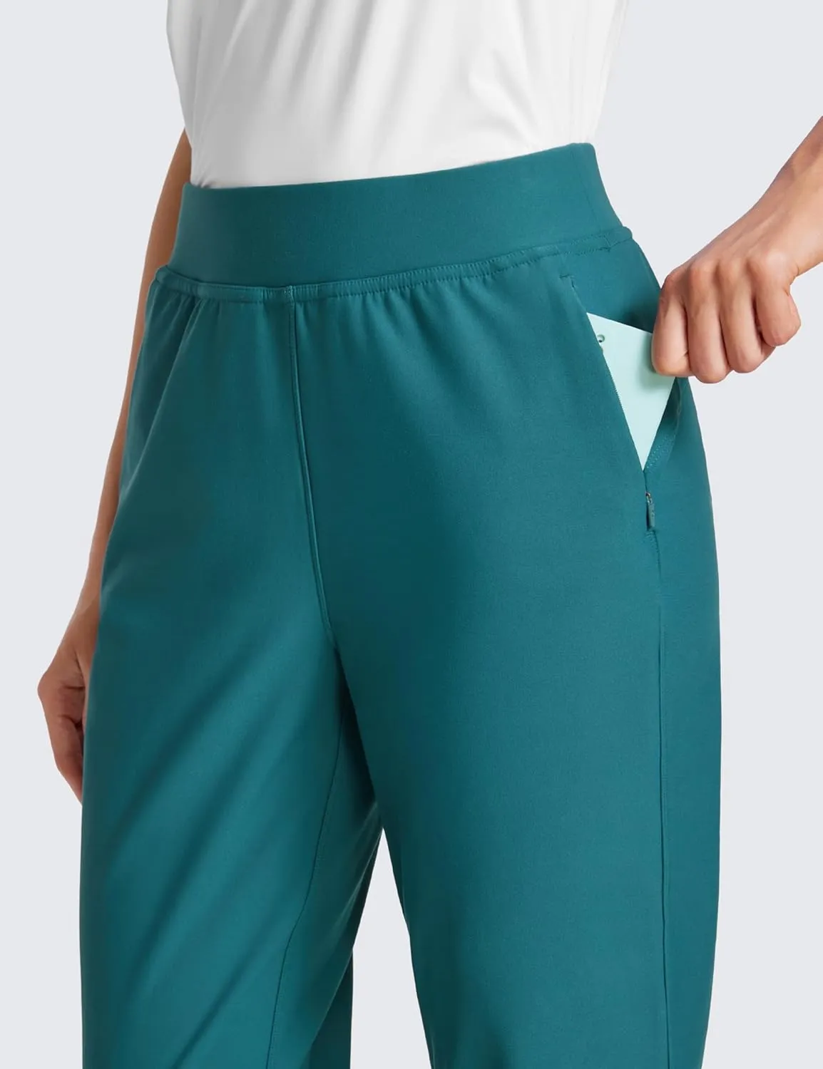 CRZ YOGA Fleece Lined Joggers for Women Thermal Water Resistant Ski Hiking Workout Travel Casual Pants Sweatpants Warm Pocket