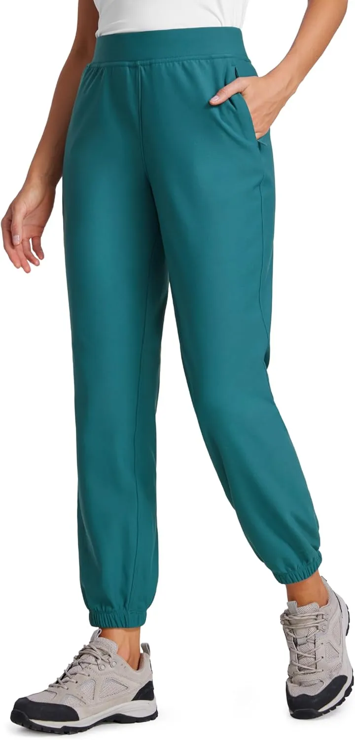 CRZ YOGA Fleece Lined Joggers for Women Thermal Water Resistant Ski Hiking Workout Travel Casual Pants Sweatpants Warm Pocket