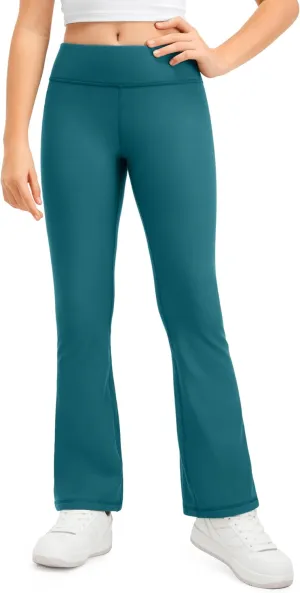 CRZ YOGA Girls Thermal Fleece Lined Flare Leggings Winter Warm Water Resistant Kids Bell Bottoms High Waist Pants Lounge Yoga