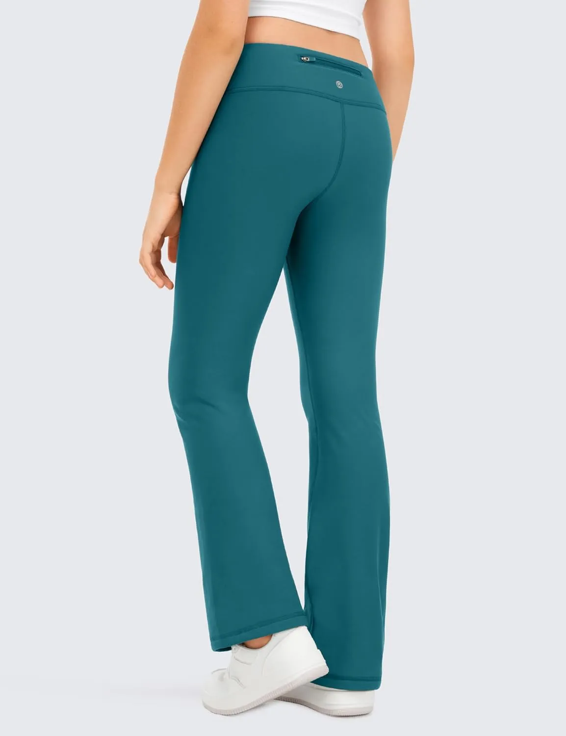 CRZ YOGA Girls Thermal Fleece Lined Flare Leggings Winter Warm Water Resistant Kids Bell Bottoms High Waist Pants Lounge Yoga