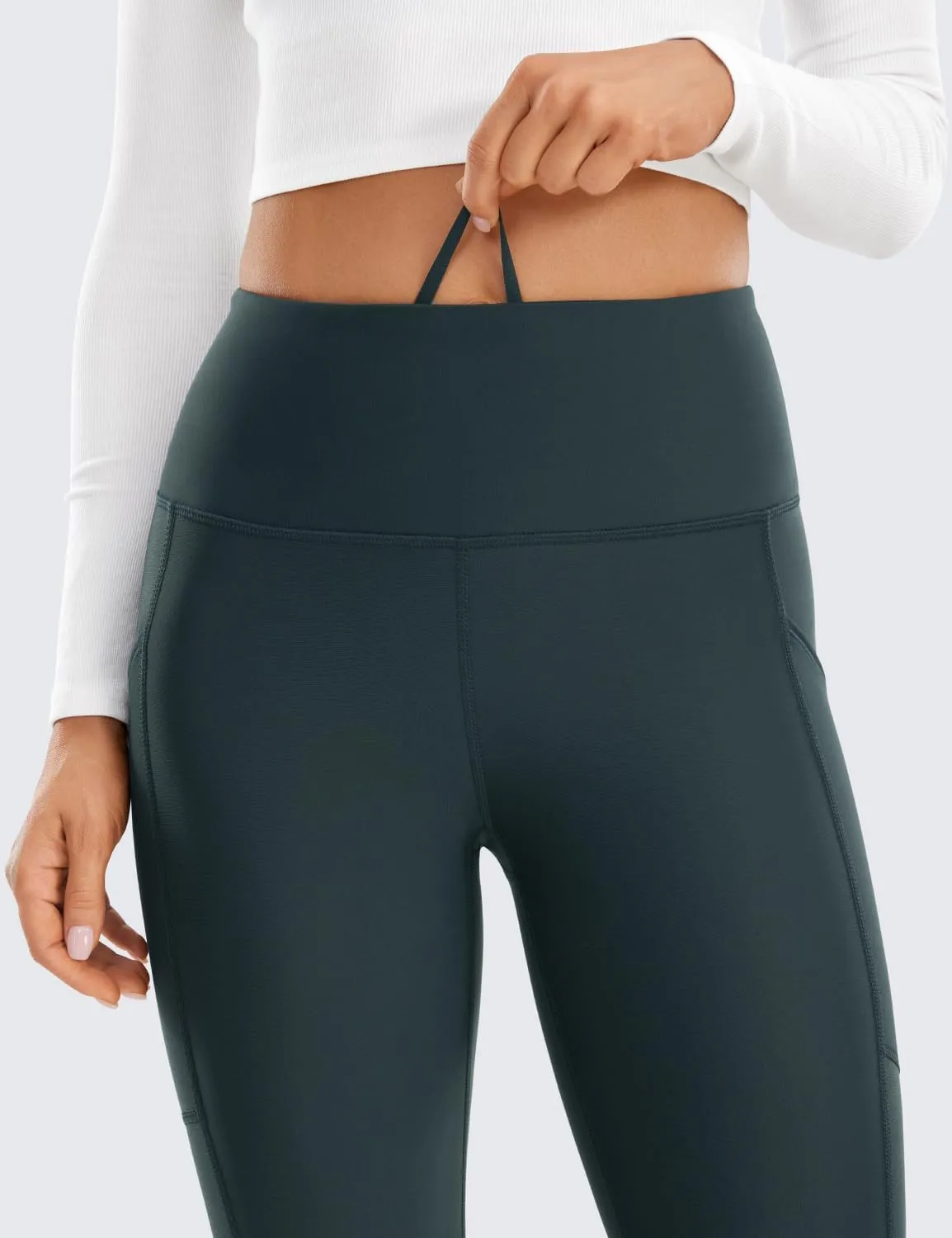 CRZ YOGA Thermal Fleece Lined Leggings Women 25'' - High Waisted Winter Workout Hiking Pants with Pockets Warm Running Tights