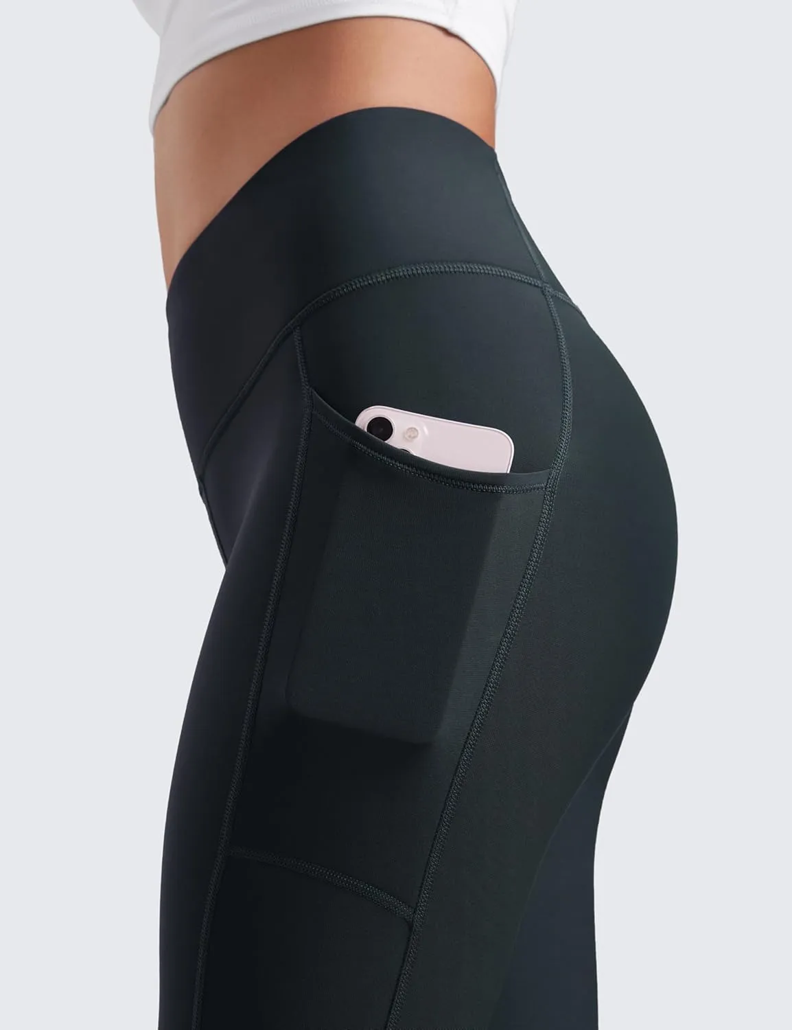 CRZ YOGA Thermal Fleece Lined Leggings Women 25'' - High Waisted Winter Workout Hiking Pants with Pockets Warm Running Tights