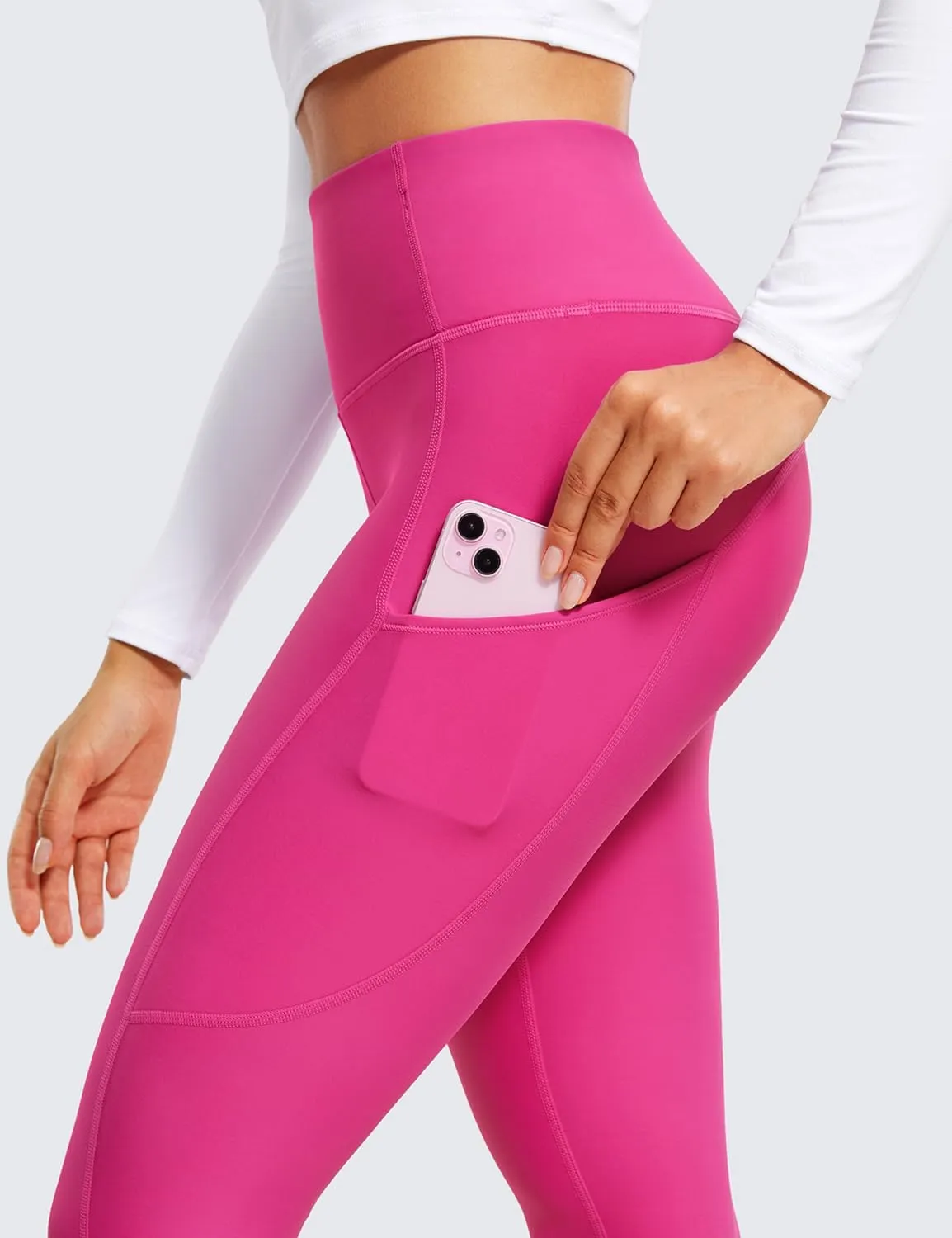 CRZ YOGA Thermal Fleece Lined Leggings Women 28'' - Winter Warm High Waisted Hiking Pants with Pockets Workout Running Tights