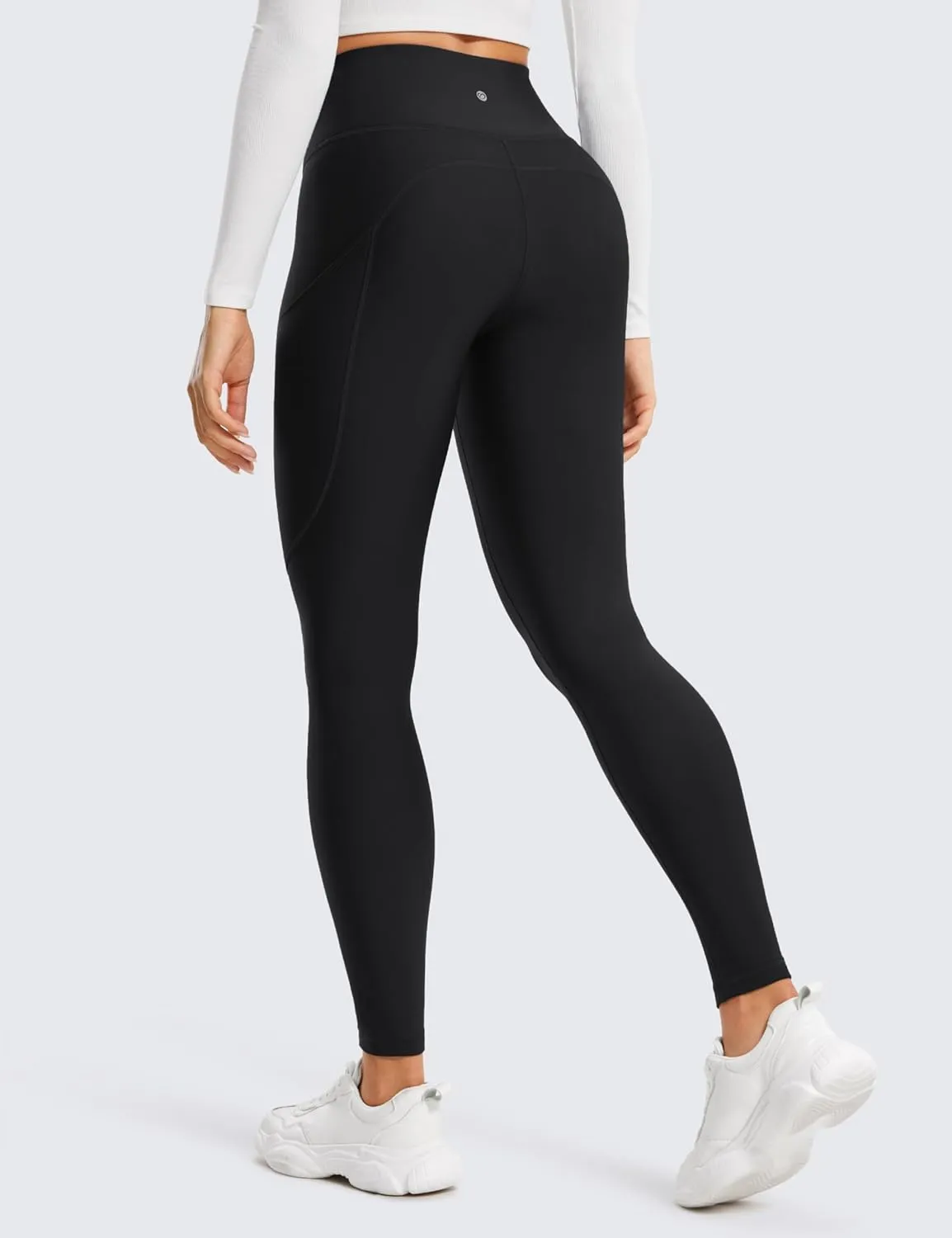 CRZ YOGA Thermal Fleece Lined Leggings Women 28'' - Winter Warm High Waisted Hiking Pants with Pockets Workout Running Tights