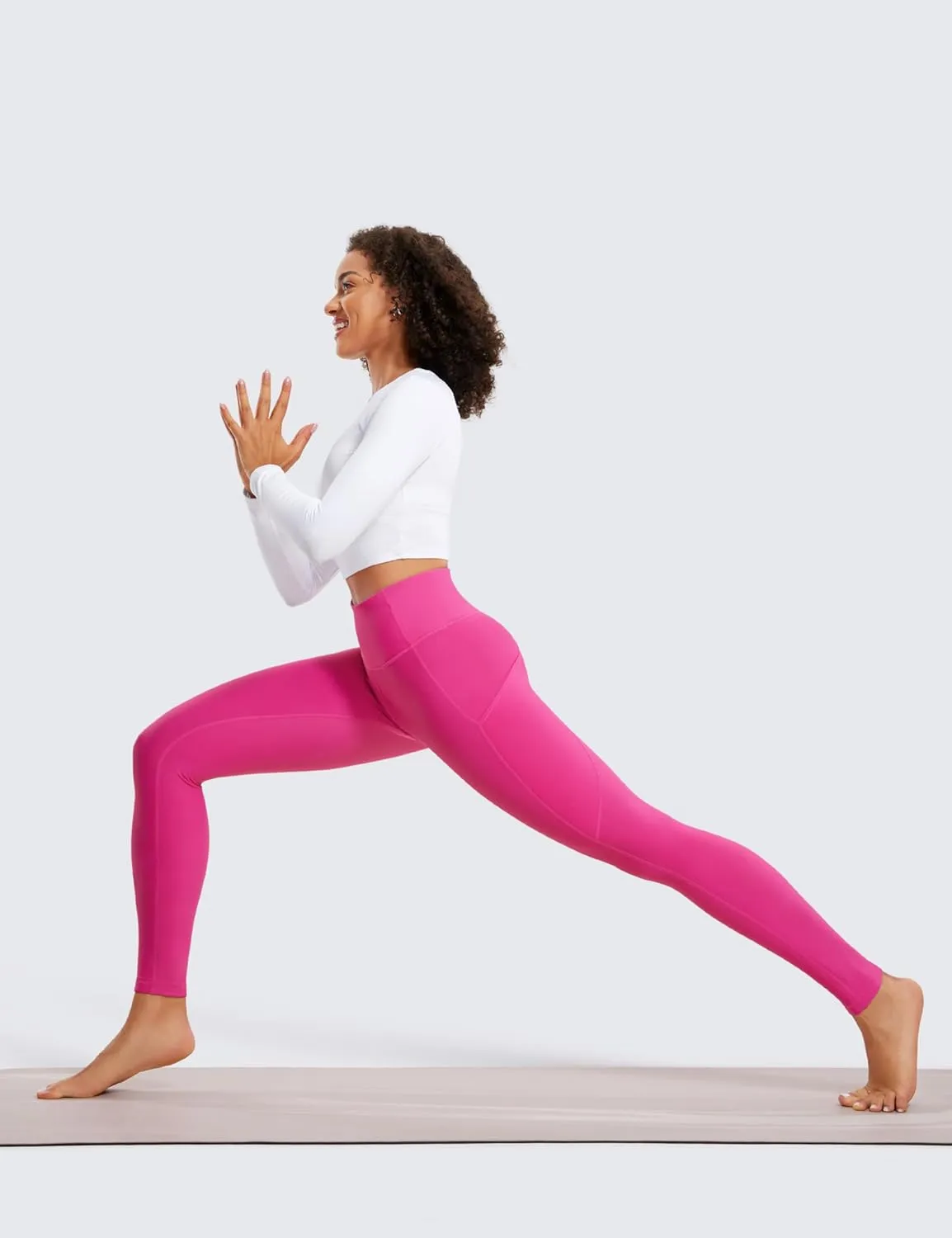 CRZ YOGA Thermal Fleece Lined Leggings Women 28'' - Winter Warm High Waisted Hiking Pants with Pockets Workout Running Tights