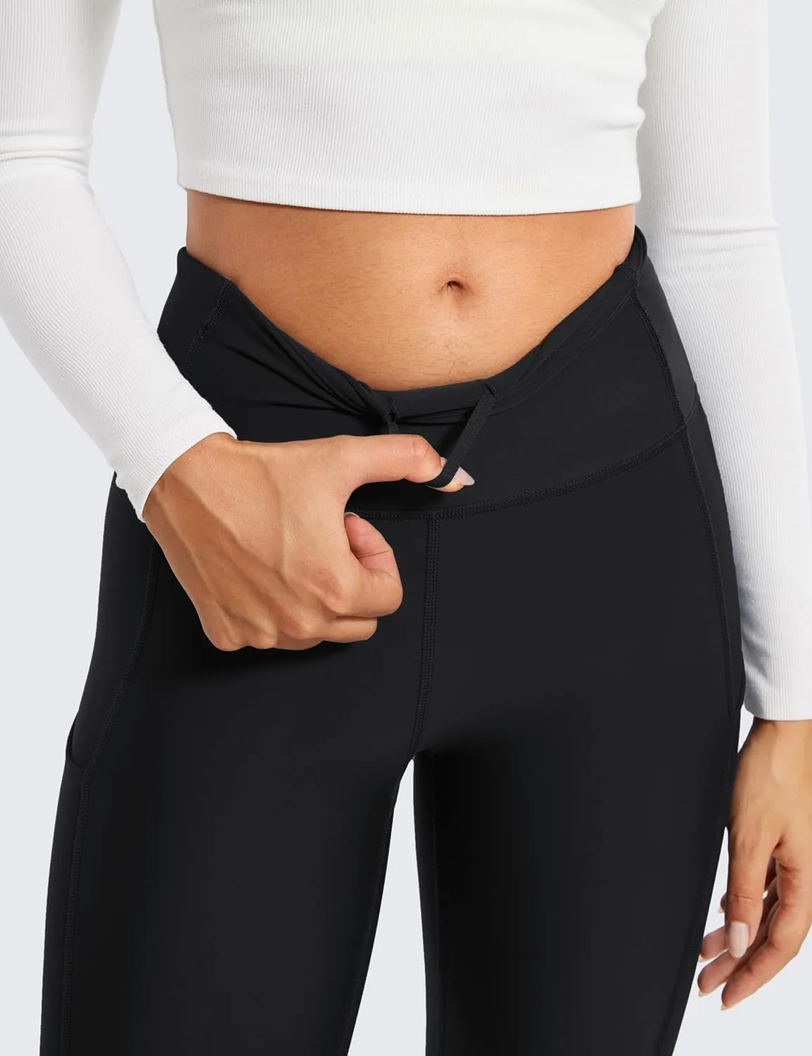 CRZ YOGA Thermal Fleece Lined Leggings Women 28'' - Winter Warm High Waisted Hiking Pants with Pockets Workout Running Tights
