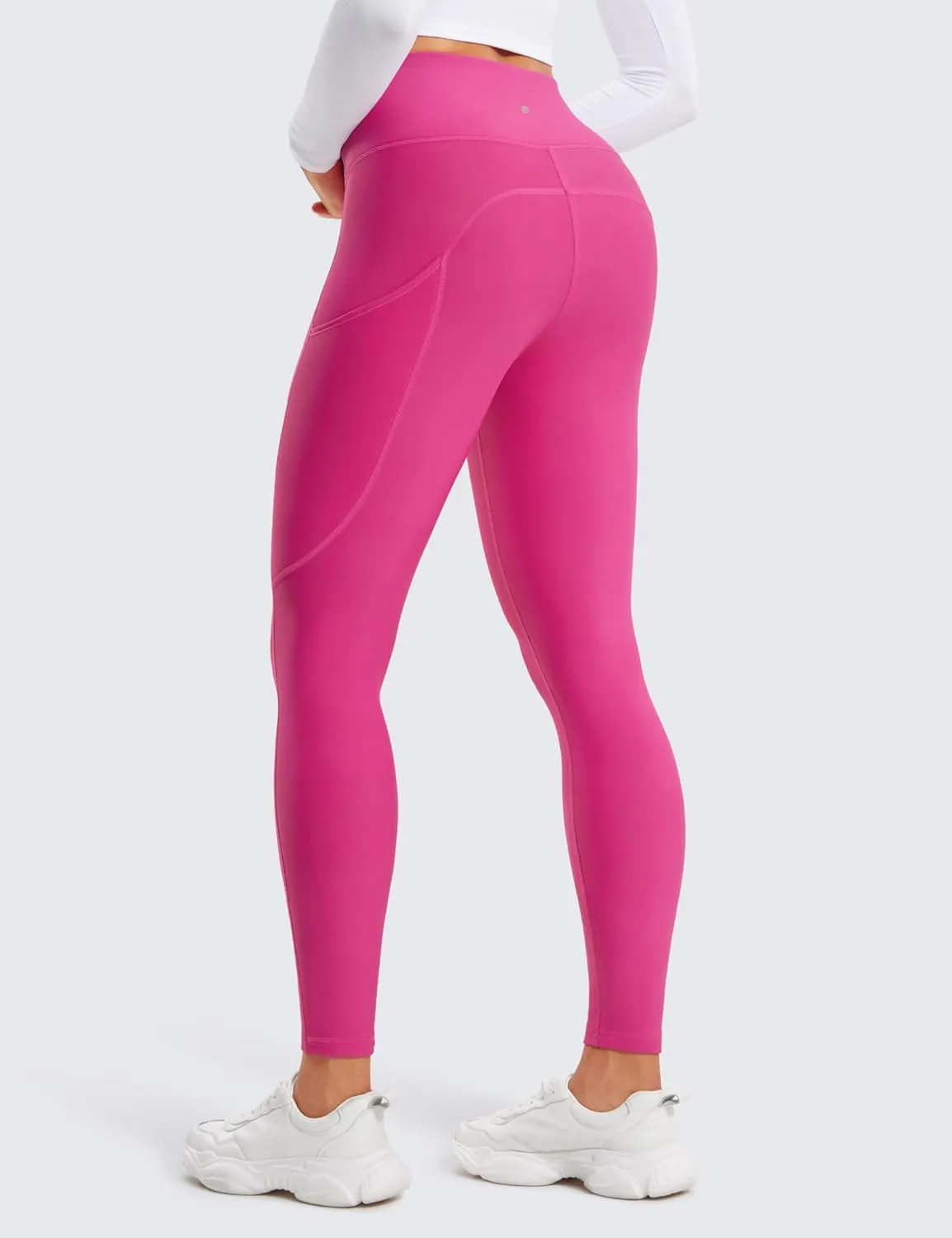 CRZ YOGA Thermal Fleece Lined Leggings Women 28'' - Winter Warm High Waisted Hiking Pants with Pockets Workout Running Tights