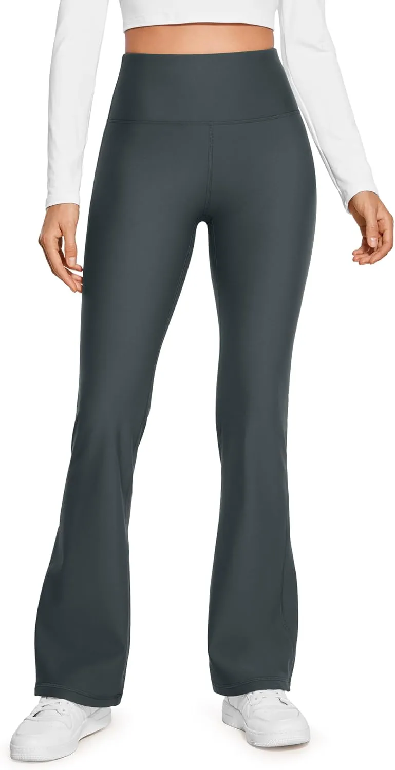 CRZ YOGA Womens Fleece Lined Flare Leggings 31" Bootcut Yoga Pants Tummy Control Winter Thermal Warm Soft Casual Lounge