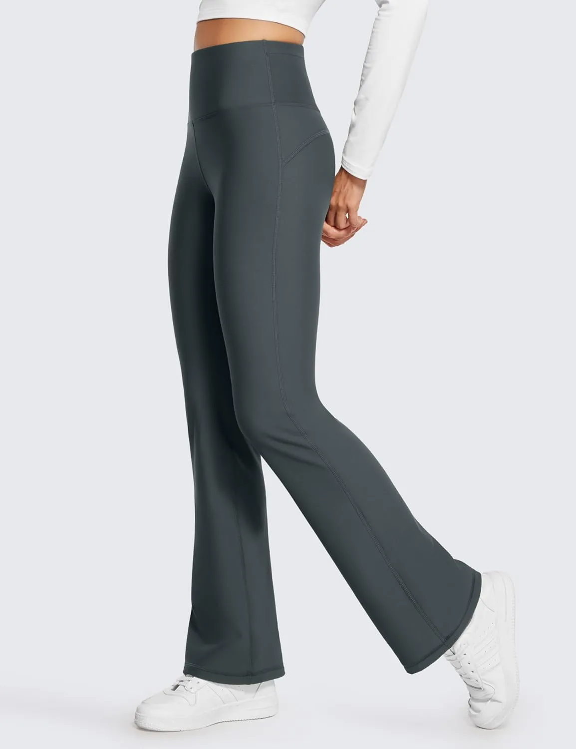 CRZ YOGA Womens Fleece Lined Flare Leggings 31" Bootcut Yoga Pants Tummy Control Winter Thermal Warm Soft Casual Lounge