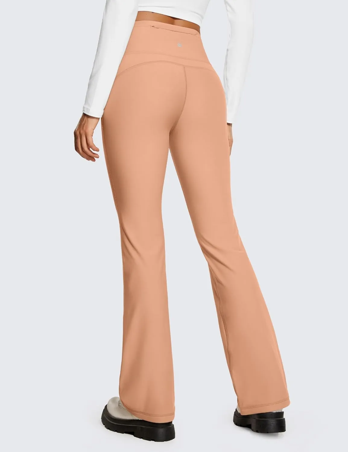 CRZ YOGA Womens Fleece Lined Flare Leggings 31" Bootcut Yoga Pants Tummy Control Winter Thermal Warm Soft Casual Lounge