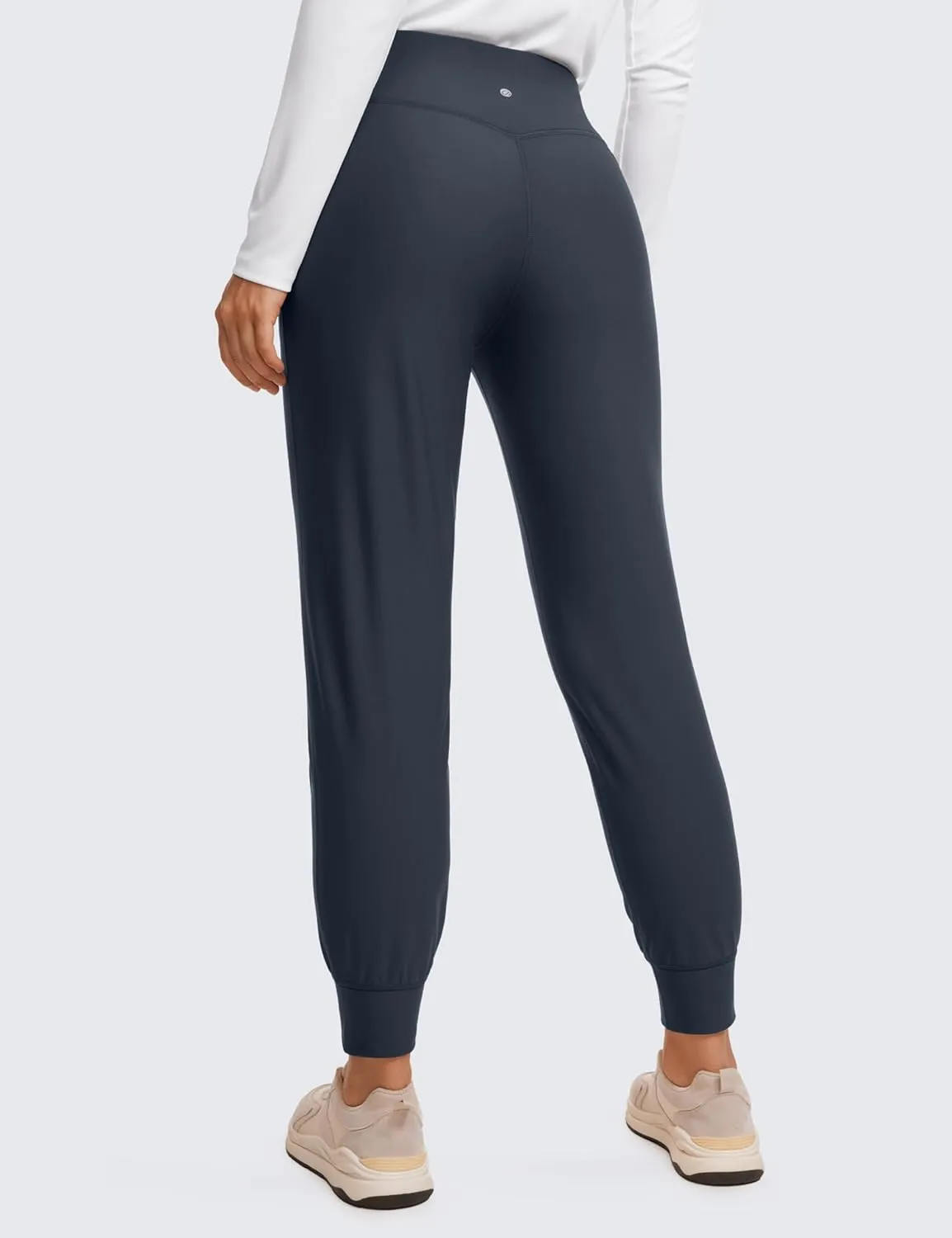 CRZ YOGA Womens Fleece Lined Workout Joggers with Pockets 27.5" - Hiking Running Outdoor Pants Water Resistant Winter Warm