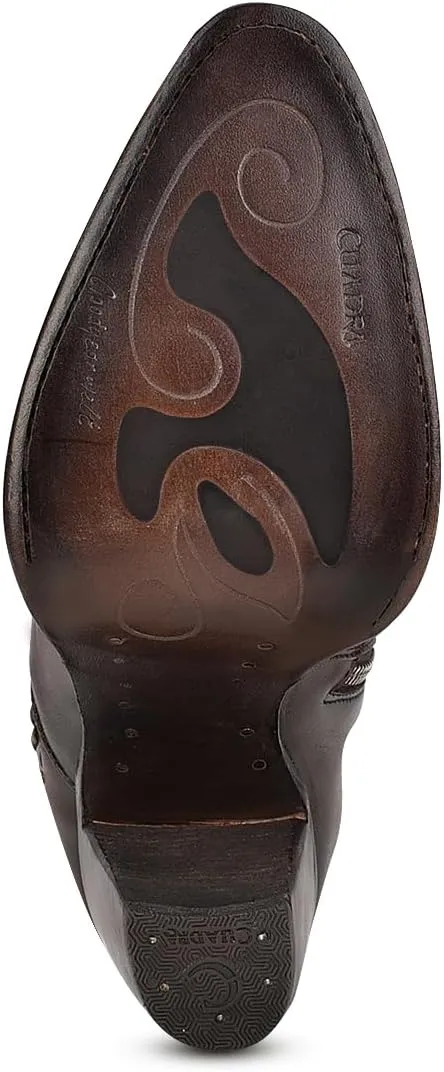 Cuadra Western Ankle Bootie, Brown Leather with Crystal Embellishments, 3.2-inch Cuban Heel