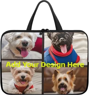 Custom Photo Laptop Sleeve Add Your Photo & Your Family Photo Your Pet Photo Custom Personalized 15 Inch Computer Bag Fashion Computer Carrying Case with Handle Upload Photo