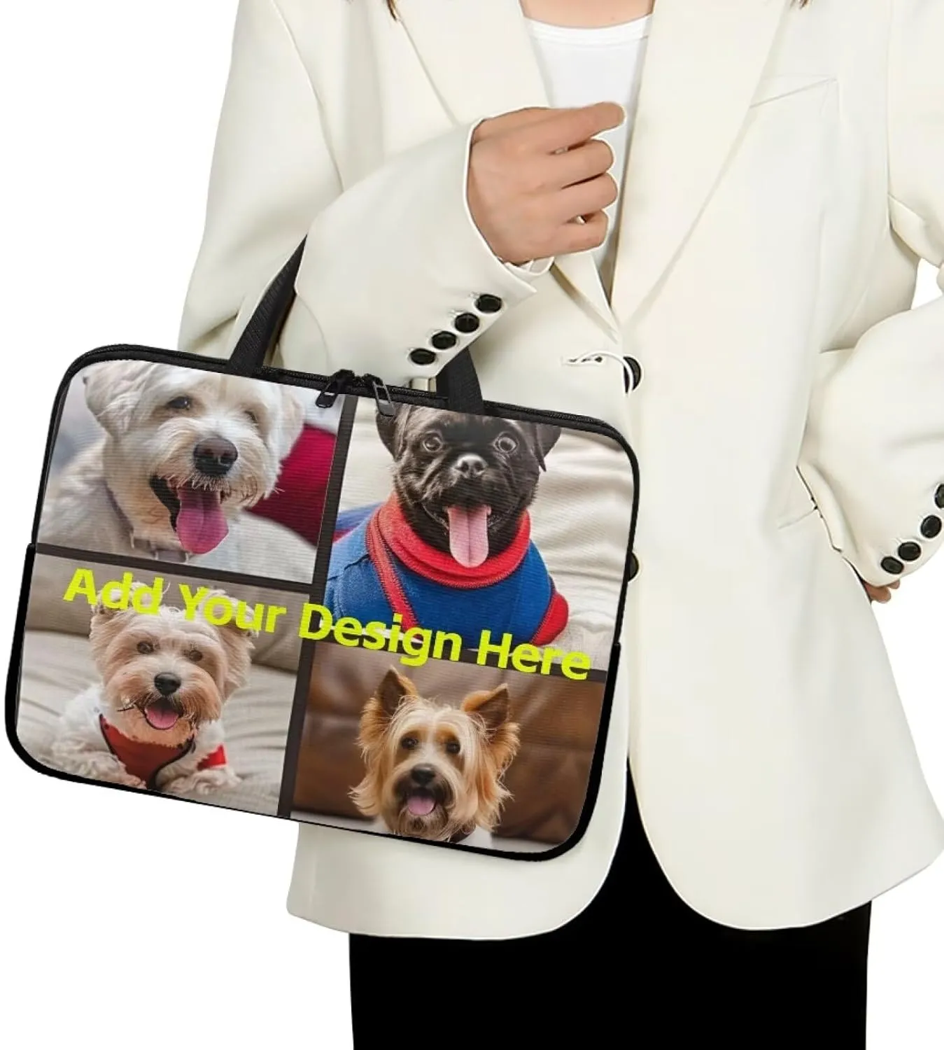 Custom Photo Laptop Sleeve Add Your Photo & Your Family Photo Your Pet Photo Custom Personalized 15 Inch Computer Bag Fashion Computer Carrying Case with Handle Upload Photo